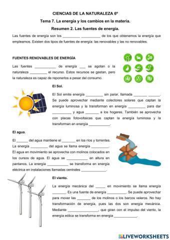 Las fuentes de energía