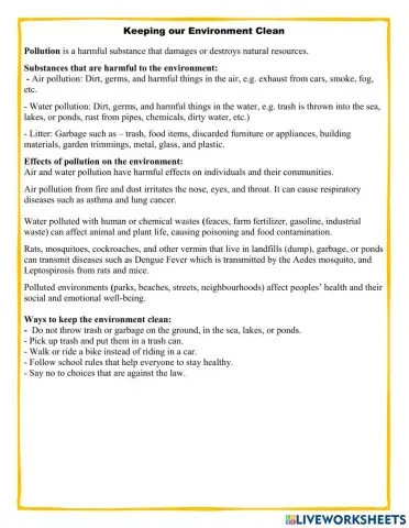 Keeping the environment clean HFL