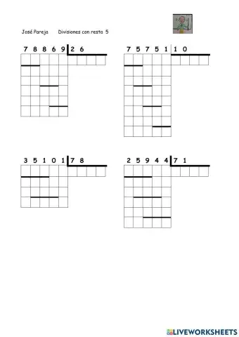 Divisiones por dos cifras con resta 5