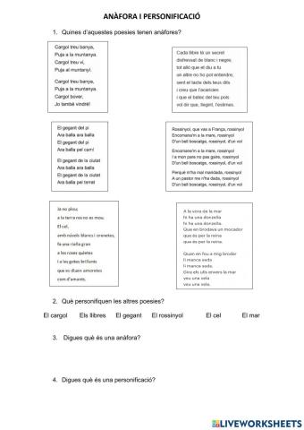 Anàfora i Personificació