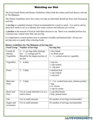 Watching our Diet HFL