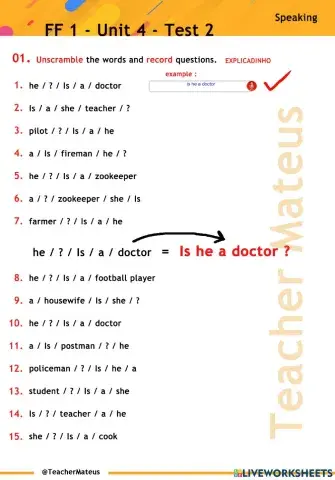 FF 1 - Unit 04 - TEST 2 - Speaking