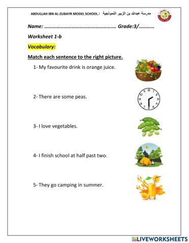 Grade 3 Revision 6 Vocabulary (worksheet 2)