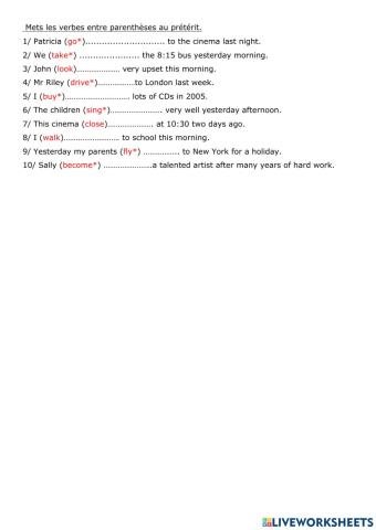 Simple past ex only affirmative form