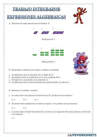 Trabajo integrador Expresiones algebraicas