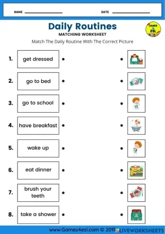 Dayli routines matching game
