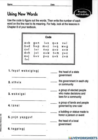 Goverment Vocabulary 3rd grade