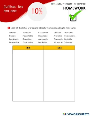 Suffixes -able--ible