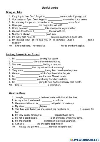 Useful verbs - Intensivo 3A