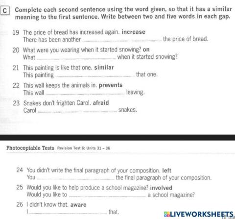 Rewrite sentences 6