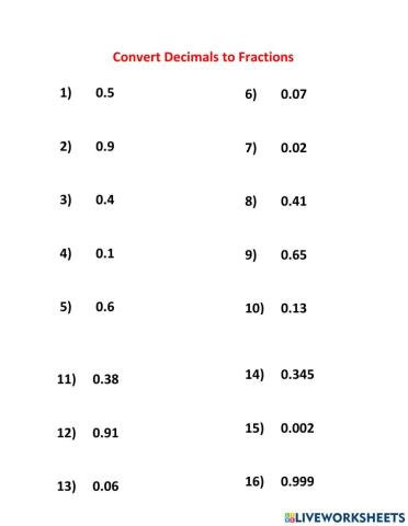 Convert decimal to fraction