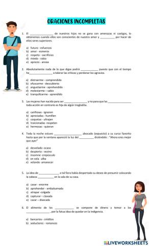 Oraciones incompletas