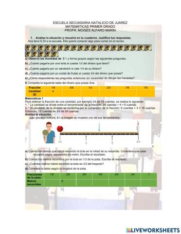 Fracciones de un todo