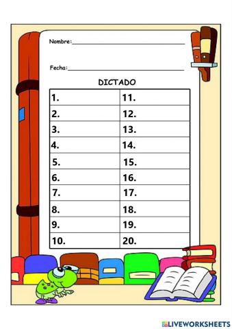 Dictado palabras con r y rr