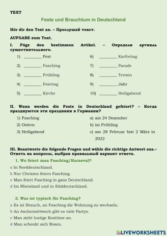 Feste und Brauchtum in Deutschland