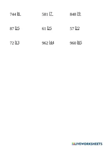 Divisiones una y dos cifras