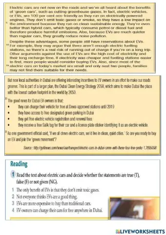 Reading comprehension (green cars)