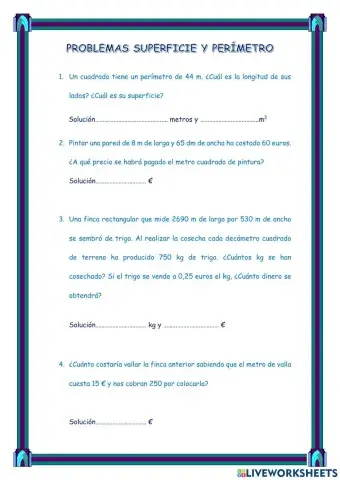 Problemas superficie y perímetro