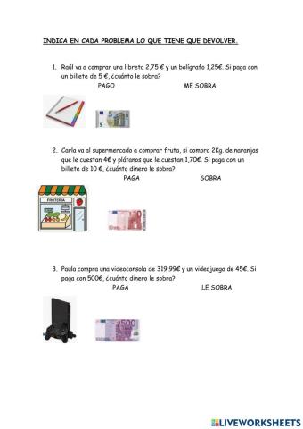 Problemas de cambio de dinero