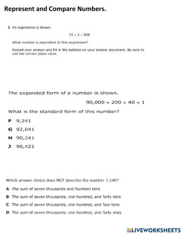 Representation and Comparison of Whole Numbers