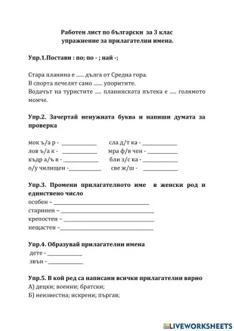 Прилагателни - 3 клас