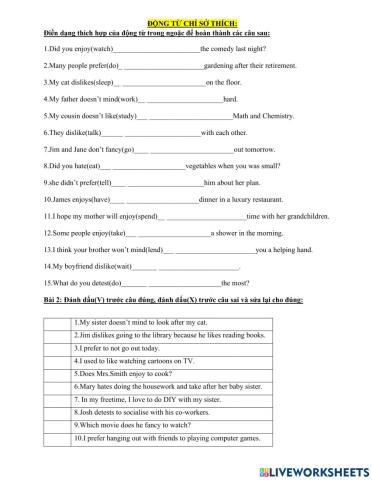 G7-u1 động từ chỉ sở thích