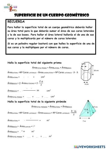 Superficie de un cuerpo geométrico