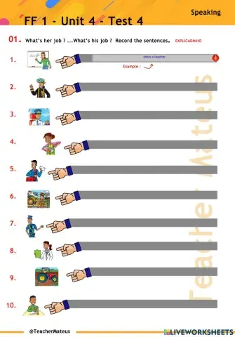 FF 1 - Unit 04 - TEST 4 - Speaking