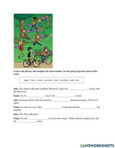 Affirmative and negative forms of past continuous tense