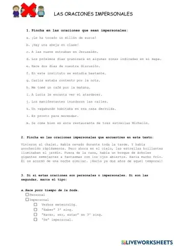 Oraciones impersonales