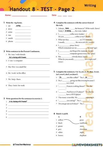 Handout 8 - TEST - Page 2 - Writing
