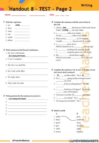 Handout 8 - TEST - Page 2 - Writing
