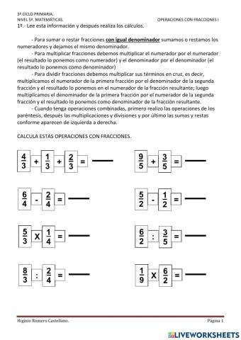Operaciones con fracciones