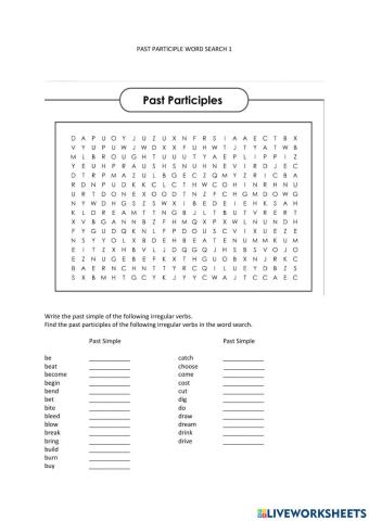 Irregular verbs Wordsearch