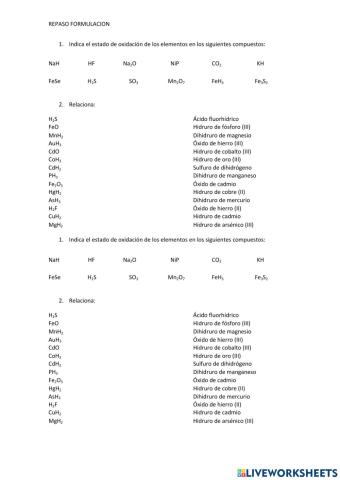 Formulación inorgánica