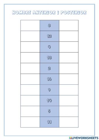 Nombre anterior i posterior