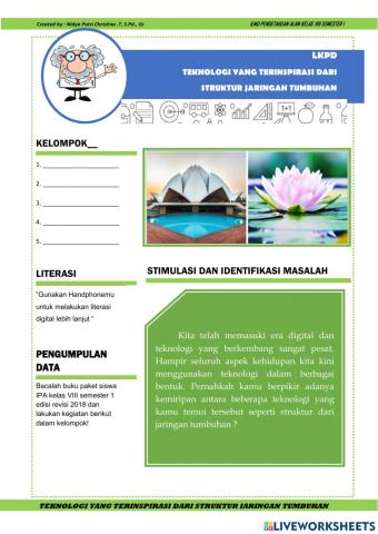 Lkpd teknologi yang terinspirasi dari struktur jaringan tumbuhan