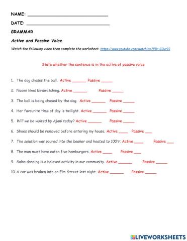 Active and Passive Voice