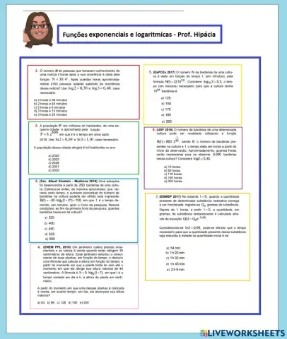 Funções exponenciais e logaritmicas