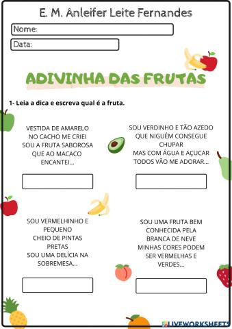 Adivinha das Frutas