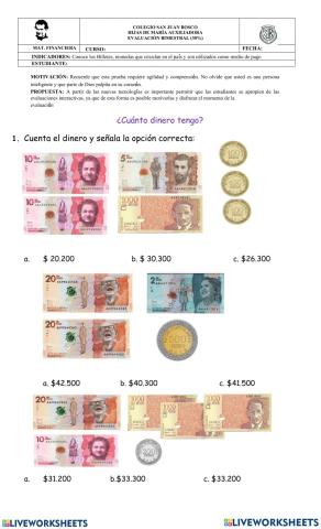 EVALUACION BIMESTRAL MATEMATICA FINANCIERA 6° 2022