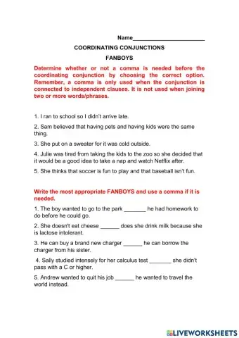 Coordinating Conjunctions