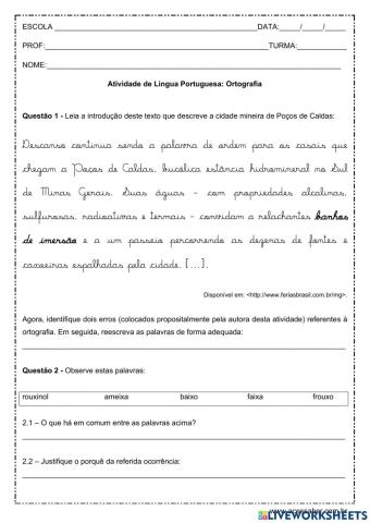 Ortografia x ou ch