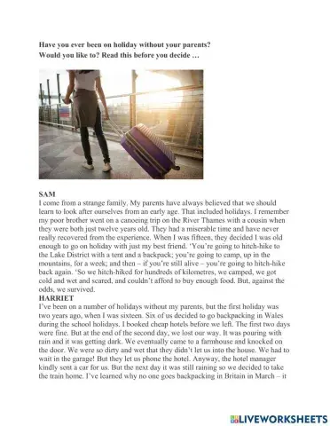 Holidays without parents