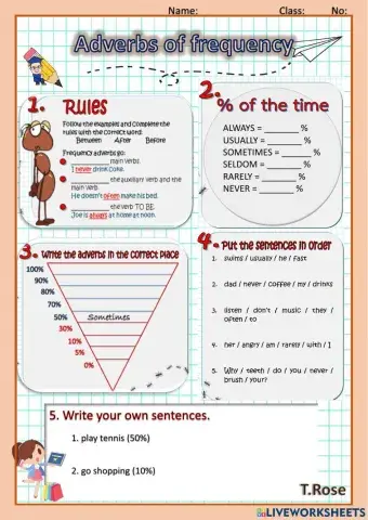 Adverb of frequency worksheet