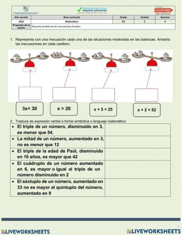 Inecuaciones lineales