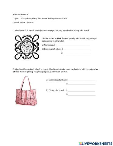 Soalan latihan Reka Bentuk dan Teknologi Tingkatan 1 Bab 1.1.4