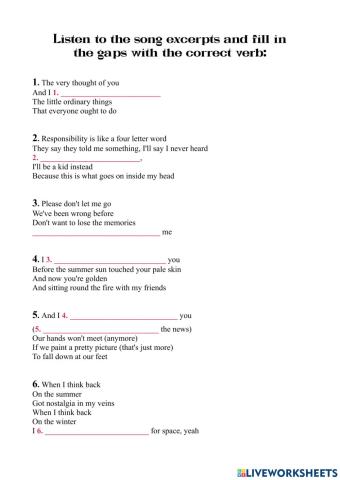 Gerund vs. Infinitive Songs