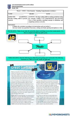 Week 1 - UNIT 2 - Reading Comprehension worksheet