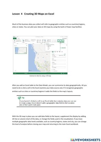 Lesson 4 Creating a 3D Map on Excel